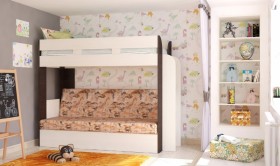 Кровать с диваном 75 Карамель Атлант (Венге Магия /Сосна Карелия/Савана) в Игарке - igarka.katalogmebeli.com | фото