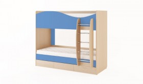 Кровать 2-х ярусная с ящиками (Беленый дуб/Синий) в Игарке - igarka.katalogmebeli.com | фото