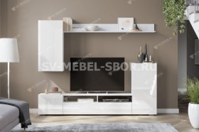 Мебель для гостиной МГС 4 (Белый/Белый глянец) в Игарке - igarka.katalogmebeli.com | фото