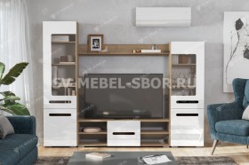 Мебель для гостиной МГС 6 (Исполнение 1/Дуб золотой/Белый глянец) в Игарке - igarka.katalogmebeli.com | фото