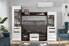 Мебель для гостиной МГС 6 (Исполнение 1/Венге/Белый глянец) в Игарке - igarka.katalogmebeli.com | фото