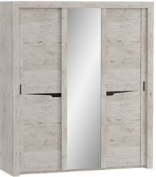 Шкаф трехдверный Соренто с раздвижными дверями Дуб бонифаций/Кофе структурный матовый в Игарке - igarka.katalogmebeli.com | фото