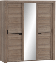 Шкаф трехдверный Соренто с раздвижными дверями Дуб стирлинг/Кофе структурный матовый в Игарке - igarka.katalogmebeli.com | фото